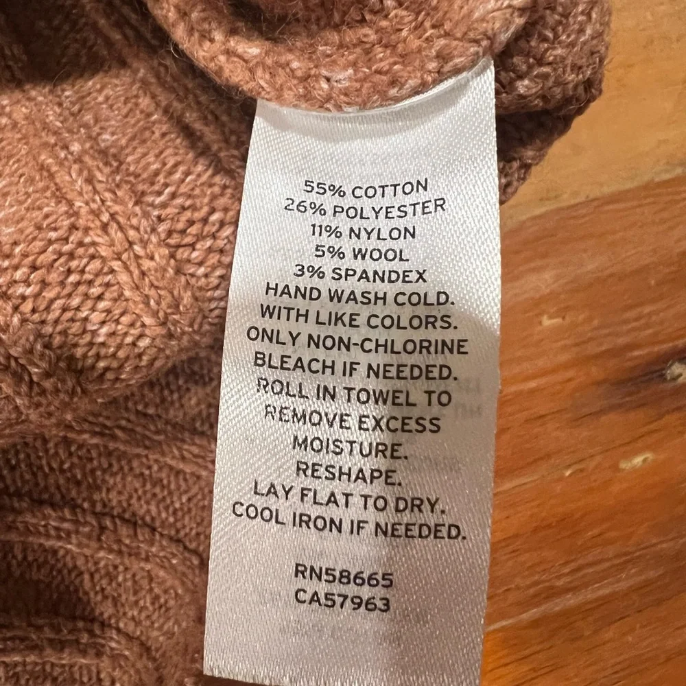 Open Edit Tan Cowl Neck Ribbed Sweater - Picture 6 of 7